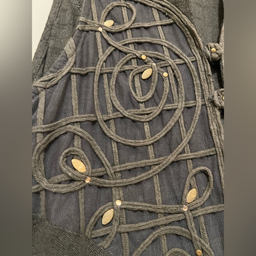 Y2K Cache L Embroidered Duster Asymmetrical Bling Indie Sleaze Forest Fairy Boho - Picture 5 of 13